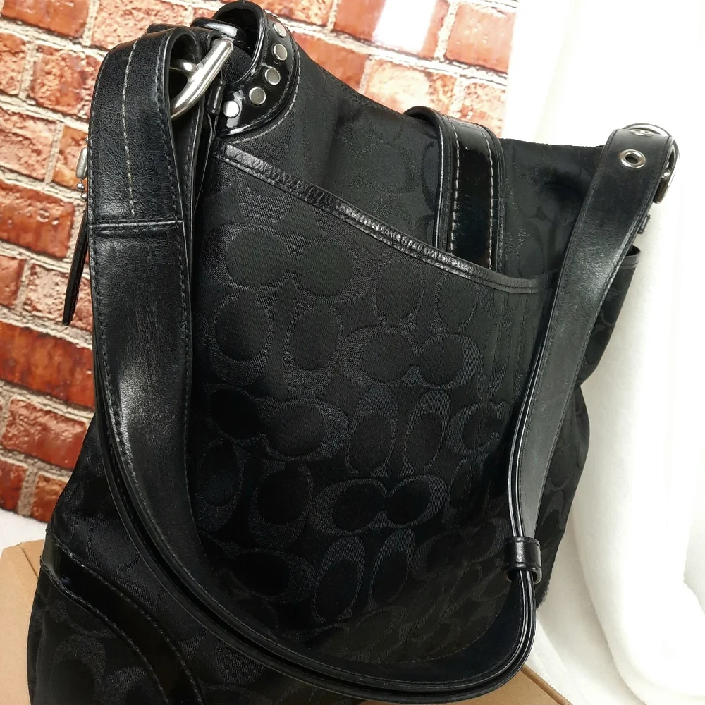 Coach Black Signature Studded Shoulder Bag